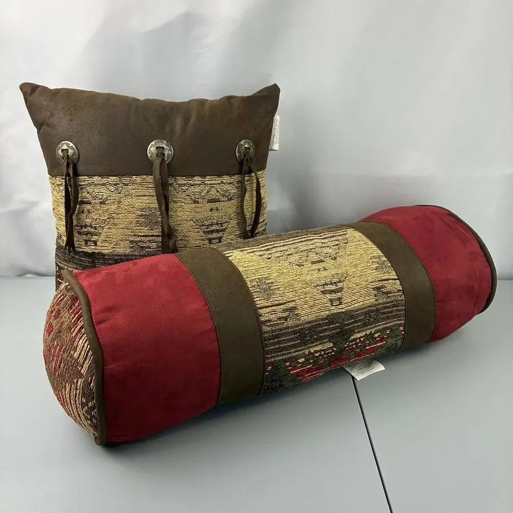 HiEnd Accents Set of Two Decorative Pillows with Southwestern Cowboy Pattern